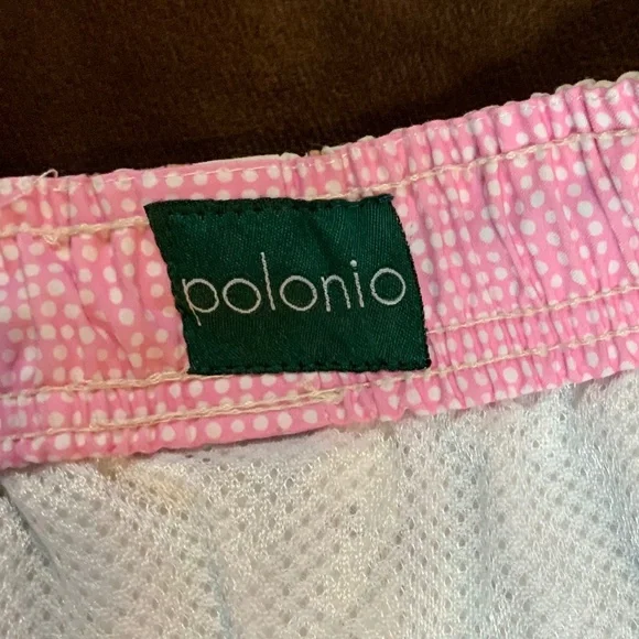 Polonio Ivory Brown Pink M Swim Shorts with Dog Print Beach Boat Coastal - Picture 3 of 9